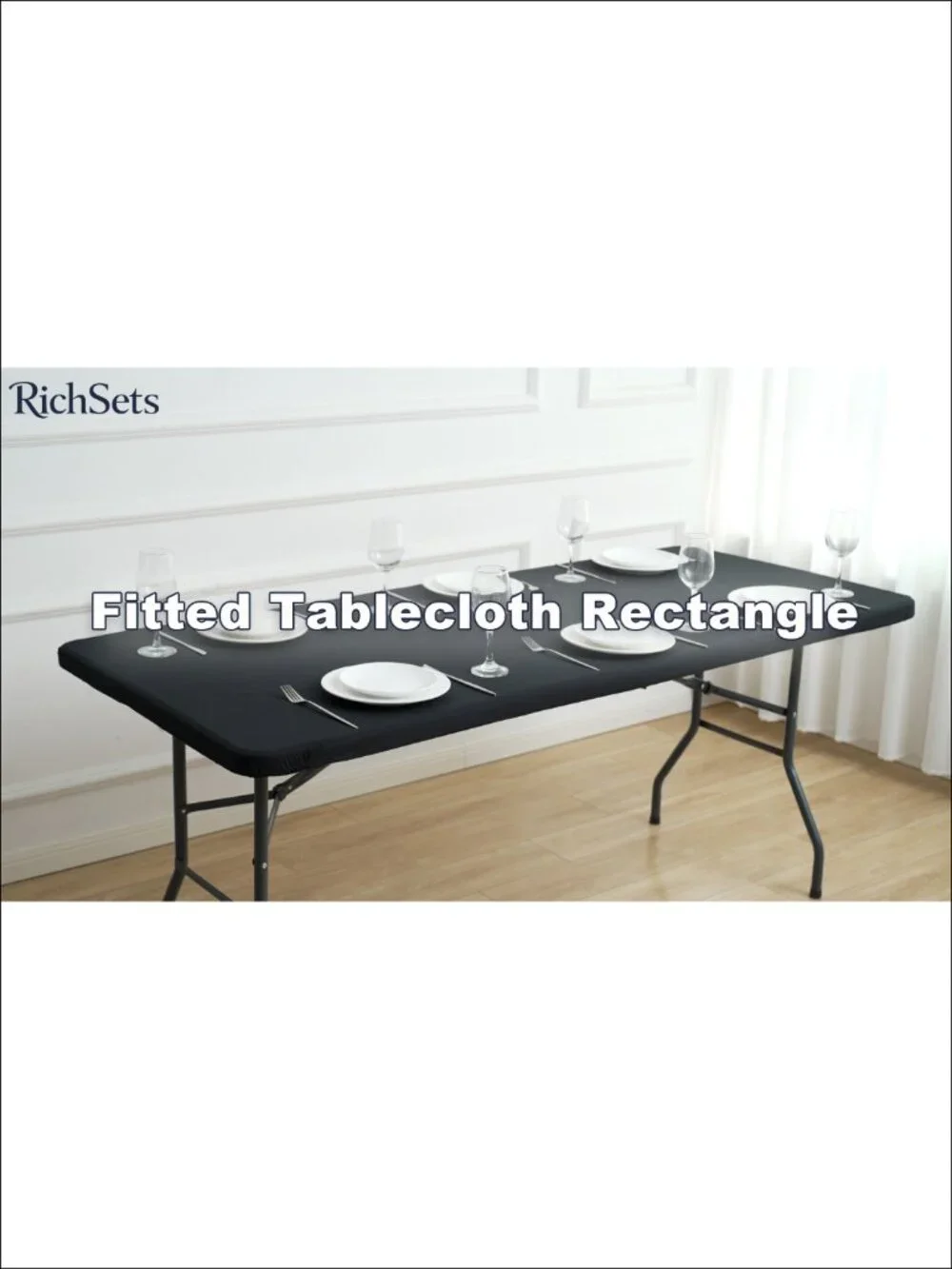 6ft Fitted Tablecloth Rectangle 6-Pack Elastic Corners Reusable Polyester